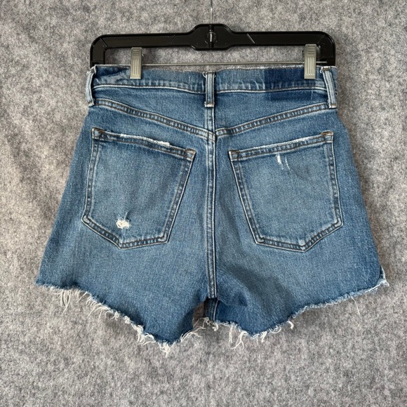 Abercrombie & Fitch The 4" Mom Short High Rise Denim Distressed Blue Size 26 - Picture 2 of 10